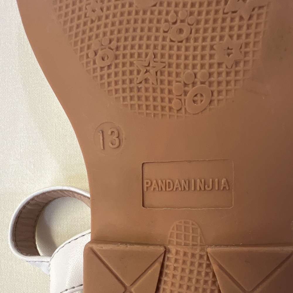 PANDANINJIA Girls White Strappy Ankle Strap Sandals Buckle Open Toe US 13 - Picture 4 of 4
